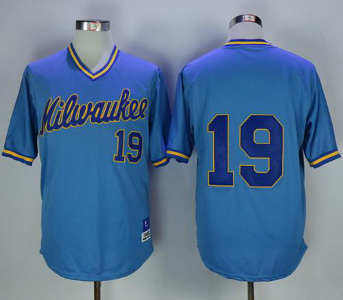 Mitchell And Ness Milwaukee Brewers #19 Robin Yount Stitched Blue Throwback MLB Jersey