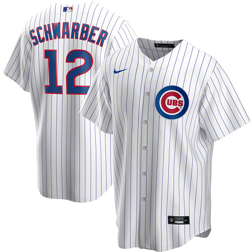 Men's Nike Chicago Cubs #12 Kyle Schwarber White Home 2020 MLB Jersey