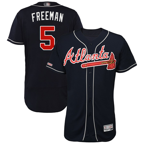 Men's Atlanta Braves #5 Freddie Freeman Navy Blue Flexbase Collection Stitched MLB Jersey