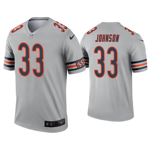 Men's #33 Jaylon Johnson Chicago Bears Silver Inverted Legend Jersey