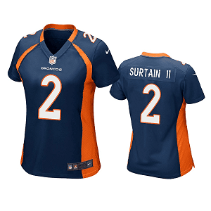 Women's Denver Broncos #2 Patrick Surtain II Navy Game Jersey