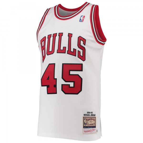 Men's Chicago Bulls Michael Jordan Mitchell & Ness White 1994-95 Hardwood Classics Player Jersey