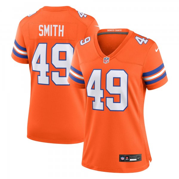 Women's Denver Broncos #49 Dennis Smith Nike Orange Mile High Collection 1977 Throwback Retired Player Jersey