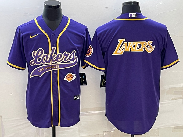 Men's Los Angeles Lakers Purple Baseball Jersey