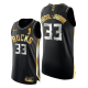 Men's Nike Milwaukee Bucks #33 Kareem Abdul-Jabbar 2021 NBA Finals Champions Golden Edition Black Jersey