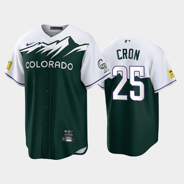 Men's Colorado Rockies #25 C.J.Cron 2022 City Connect Green Replica MLB Jersey