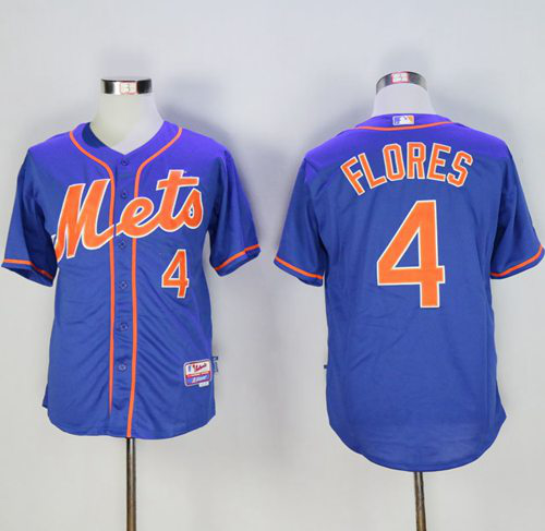 New York Mets #4 Wilmer Flores Blue Cool Base Stitched MLB Jersey