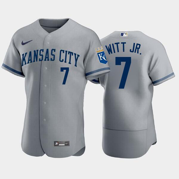 Men's Kansas City Royals #7 Bobby Witt Jr. 2022 Gray MLB Jersey