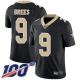 New Orleans Saints #9 Drew Brees Black Team Color Youth Stitched NFL 100th Season Vapor Limited Jersey