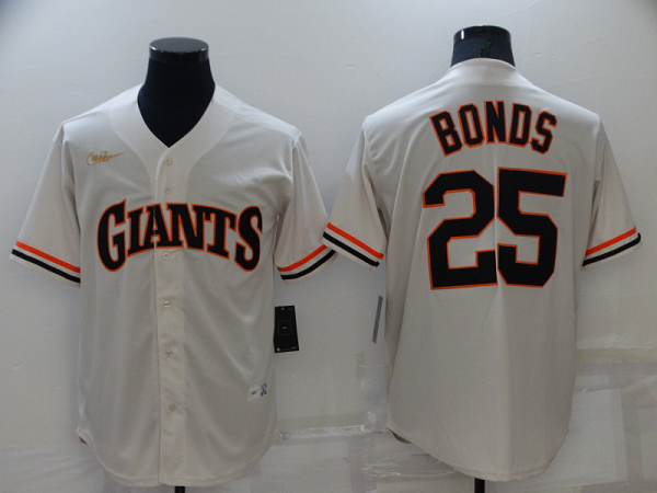 Men's Nike San Francisco Giants #25 Barry Bonds Cream Throwback Cool Base MLB Stitched Jersey