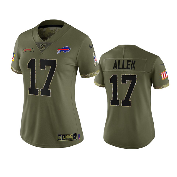 Women's Buffalo Bills Josh Allen #17 Olive 2022 Salute To Service Limited Jersey