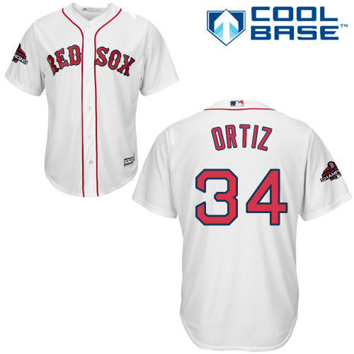 Boston Red Sox #34 David Ortiz White New Cool Base 2018 World Series Champions Stitched MLB Jersey