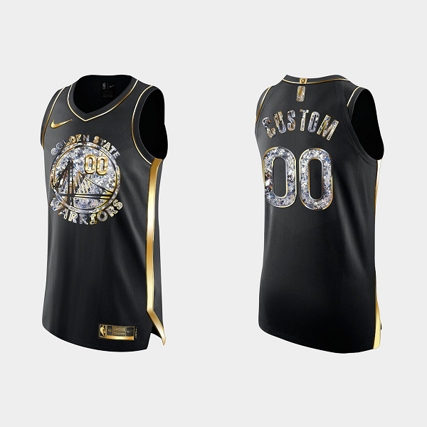 Men's Golden State Warriors Custom Diamond Edition Black NBA Jersey