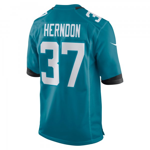 Men's Jacksonville Jaguars Tre Herndon Nike Teal Game Jersey