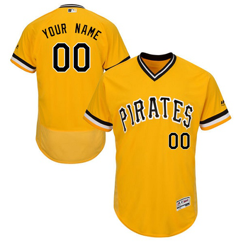 Pittsburgh Pirates Yellow Men's Customized Throwback Flex Base MLB Jersey