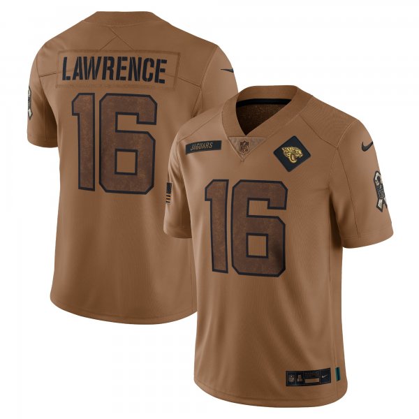 Men's Jacksonville Jaguars #16 Trevor Lawrence Nike Brown 2023 Salute To Service Limited Jersey