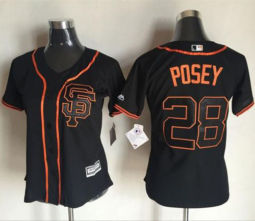 San Francisco Giants #28 Buster Posey Black Women's Alternate Stitched MLB Jersey