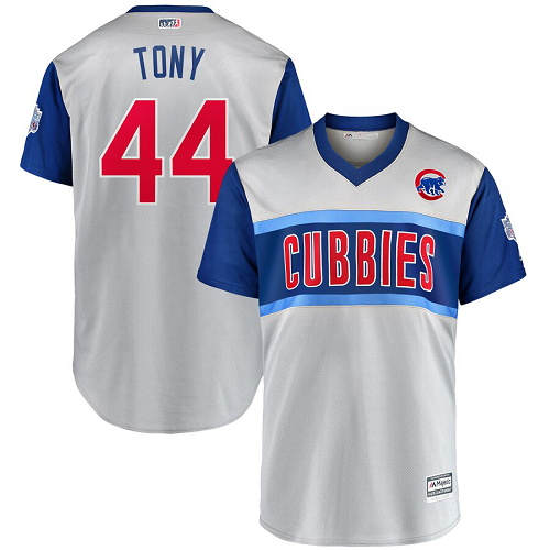 Men's Chicago Cubs #44 Anthony Rizzo "Tony" Majestic 2019 MLB Little League Classic Gray MLB Jersey