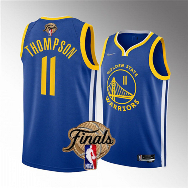 Men's Golden State Warriors #11 Klay Thompson Royal 2022 Finals Stitched Basketball NBA Jersey