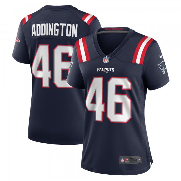 Women's New England Patriots Tucker Addington Nike Navy Home Game Player Jersey