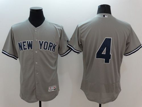 New York Yankees #4 Lou Gehrig Grey Flexbase Collection Stitched MLB Jersey