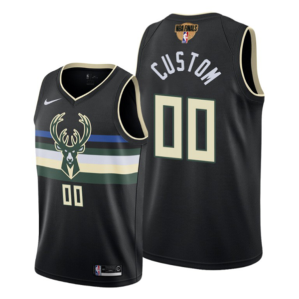 Men's Nike Milwaukee Bucks #00 2021 NBA Finals Statement Edition Black Custom Jersey