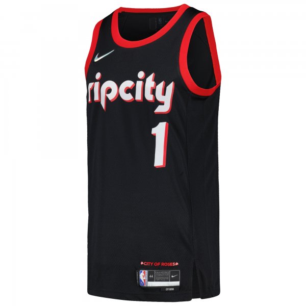 Men's Portland Trail Blazers Anfernee Simons Nike Black Swingman Player Jersey - City Edition