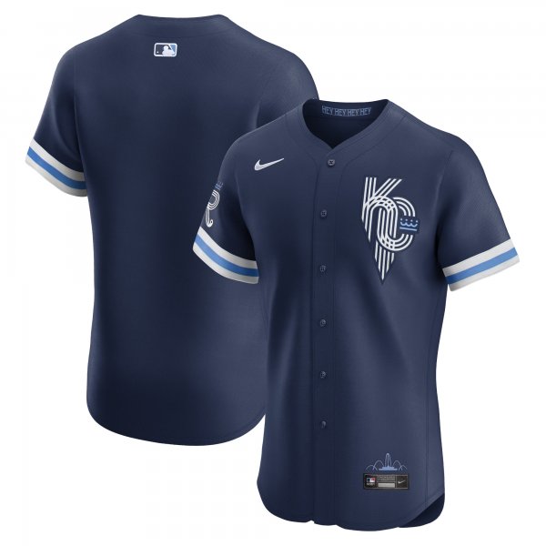 Men's Kansas City Royals  Nike Navy City Connect Elite Jersey