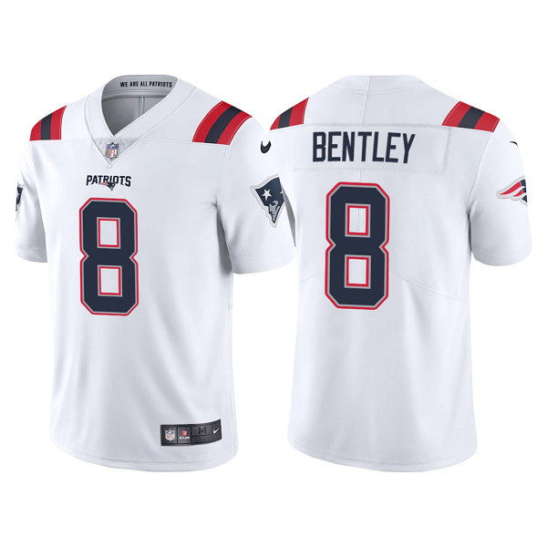 Men's Nike New England Patriots #8 Ja'Whaun Bentley White NFL Vapor Limited Jersey