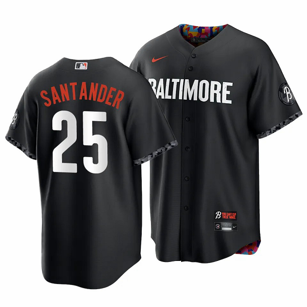 Men's Baltimore Orioles #25 Anthony Santander 2023 City Connect Black Cool Base Jersey