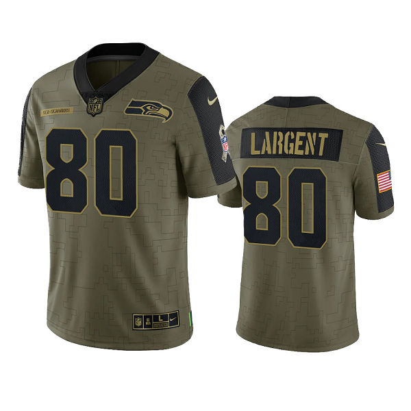 Seattle Seahawks Steve Largent Olive 2021 Salute To Service Men's Limited NFL Jersey