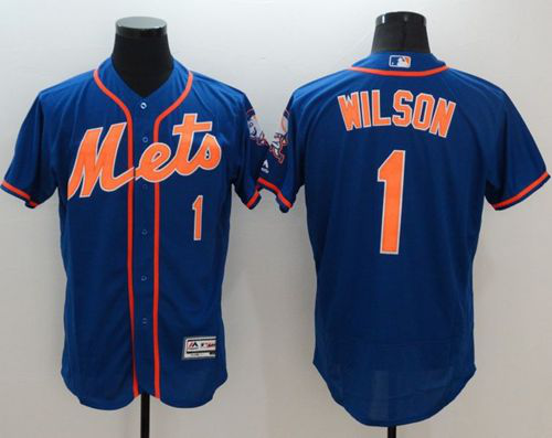 New York Mets #1 Mookie Wilson Blue Flexbase Collection Stitched MLB Jersey