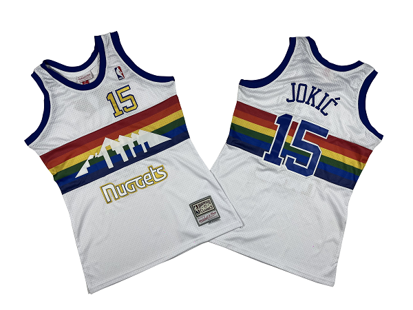 Men's Denver Nuggets #15 Nikola Jokic Mitchell & Ness White Mitchell and Ness NBA Jersey