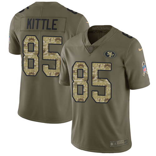 Men's Nike San Francisco 49ers #85 George Kittle Limited Olive Camo 2017 Salute to Service NFL Jersey