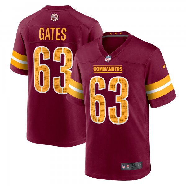 Men's Washington Commanders Nick Gates Nike Burgundy Game Player Jersey