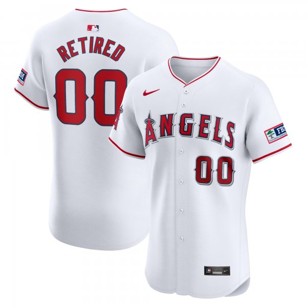 Men's Los Angeles Angels Nike White Home Elite Pick-A-Player Retired Roster Patch Jersey