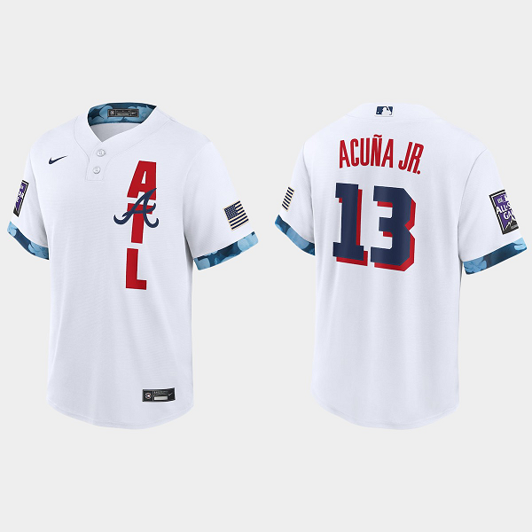 Men's Men's Atlanta Braves #13 Ronald Acuna Jr White 2021 MLB All-Star Game Jersey