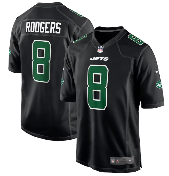 Men's New York Jets #8 Aaron Rodgers Nike Black Fashion Limited Jersey