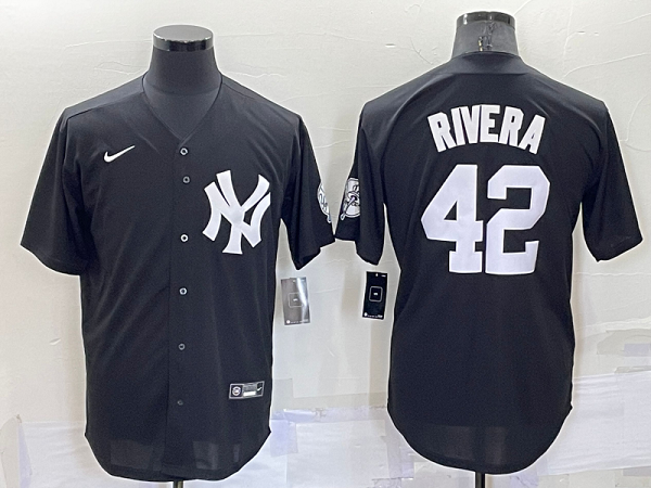 Men's Nike New York Yankees #42 Mariano Rivera Black Stitched MLB Cool Base Jersey