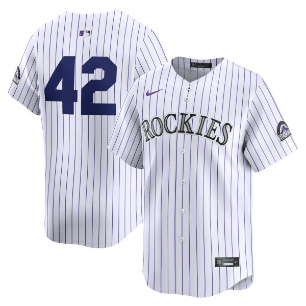 Men's Colorado Rockies  Nike White 2024 Jackie Robinson Day Home Limited Jersey