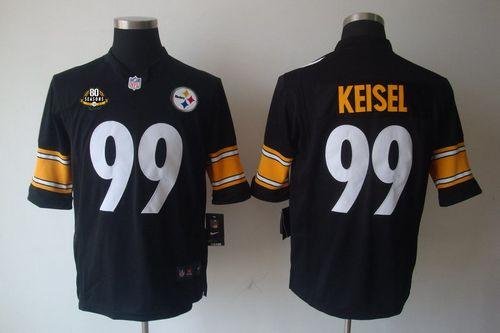 Nike Pittsburgh Steelers #99 Brett Keisel Black Team Color With 80TH Patch Men's Stitched NFL Limited Jersey