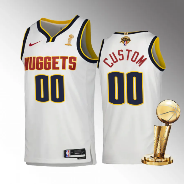 Men's Denver Nuggets Custom 2023 NBA Finals Champions White #00 Association Jersey