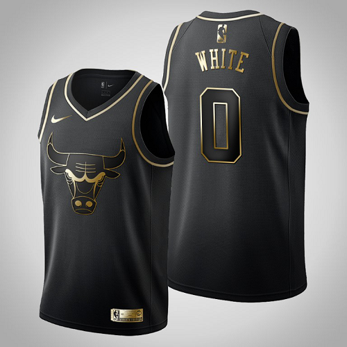 Chicago Bulls Coby White #0 Black Golden Edition NBA Jersey