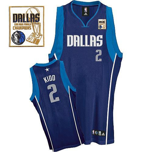 Men's Dallas Mavericks 2011 Champion Patch #2 Jason Kidd Blue Stitched NBA Jersey