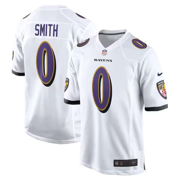 Men's Nike Baltimore Ravens #0 Roquan Smith White Limited NFL Jersey