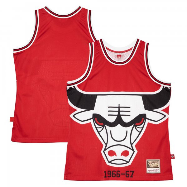 Men's Chicago Bulls  Mitchell & Ness Red Hardwood Classics Blown Out Fashion Jersey