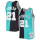 Men's San Antonio Spurs Tim Duncan Mitchell & Ness Black/Teal Hardwood Classics 1998/99 Split Swingman Jersey