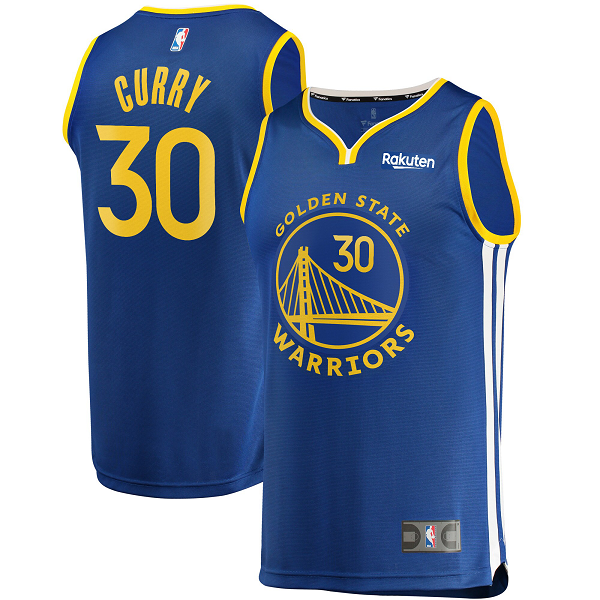 Men's Golden State Warriors #30 Stephen Curry Royal Fanatics Branded 2020/21 Fast Break Replica Player Badge Icon Edition NBA Jersey