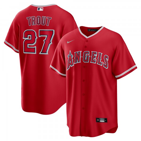 Men's Los Angeles Angels Mike Trout Nike Red Alternate Replica Player Name Jersey