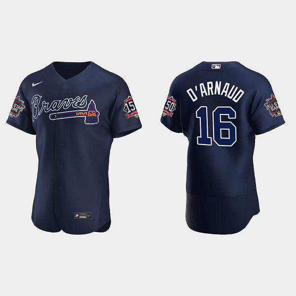 Men's Atlanta Braves #16 Travis d'Arnaud Navy Alternate 2021 MLB All-Star Jersey